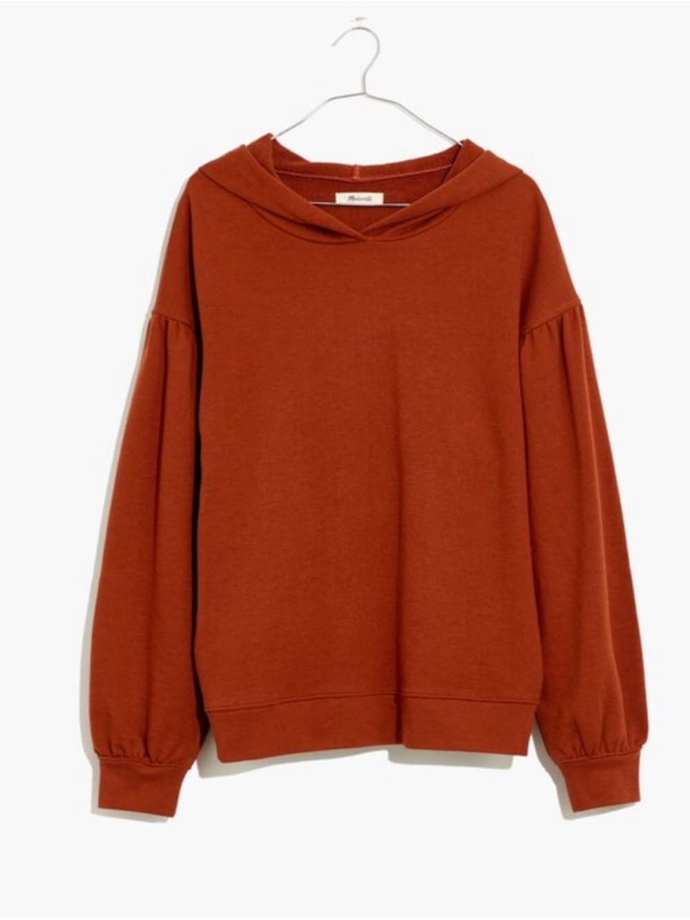Madewell Women's Pleat-Sleeve Shrunken Hoodie Sweatshirt